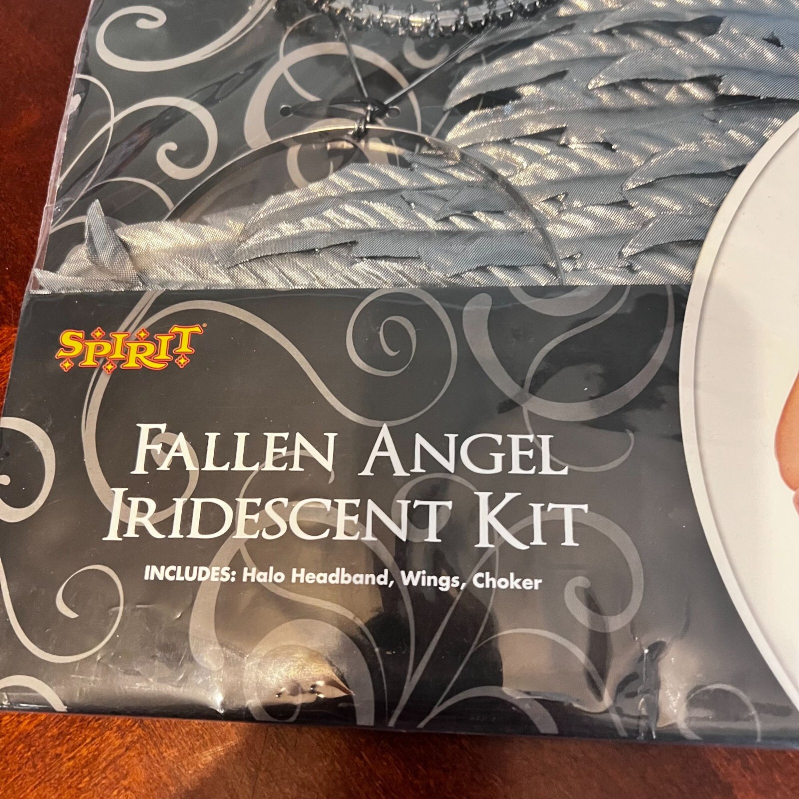 Spirit Fallen Angel Iridescent Costume halloween Halo Silver Wings & Choker
