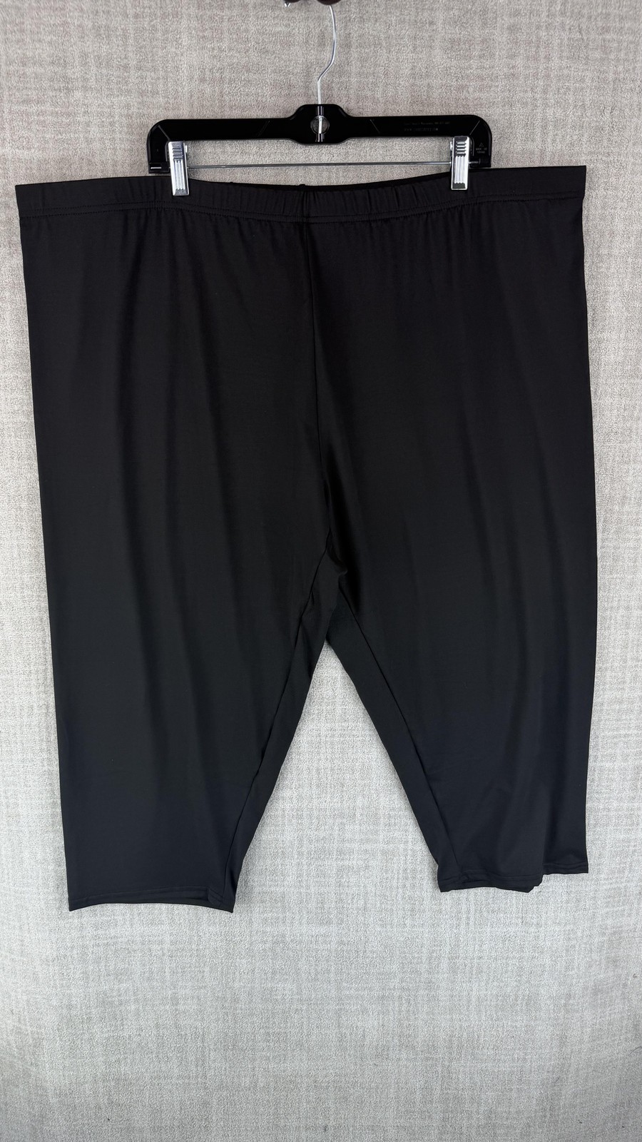 Pants Womens 5XL Black Capri Jersey Pull On Elastic Waist 16.5 Inseam Stretch