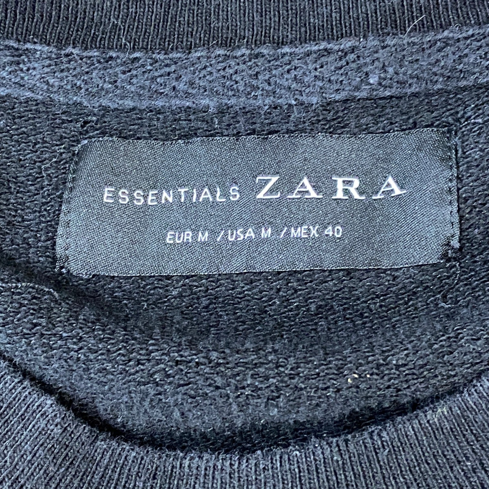 Zara Sweatshirt Mens M Waffle Knit Crewneck Black Modern Casual Essentials