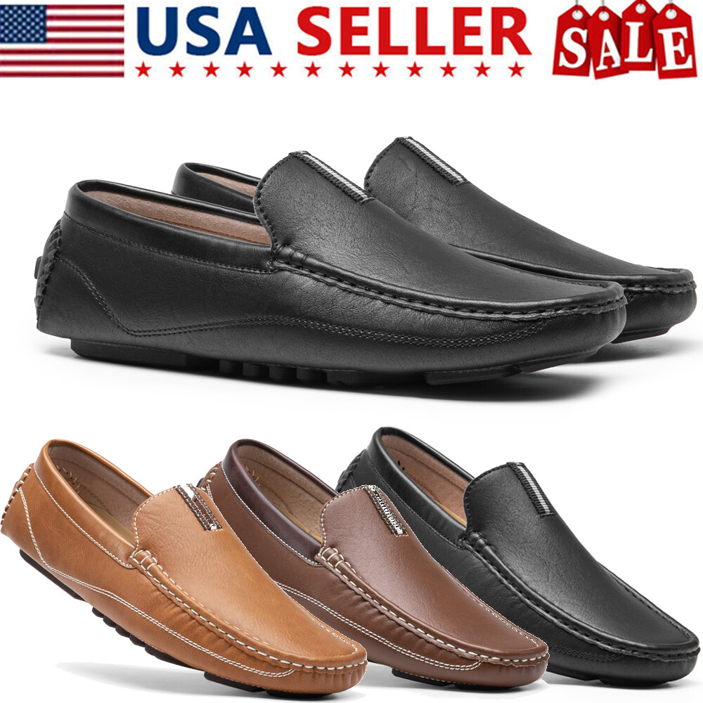 Men’s Driving Moccasins Penny Loafers Casual Formal Lightweight Shoes Black 8-13