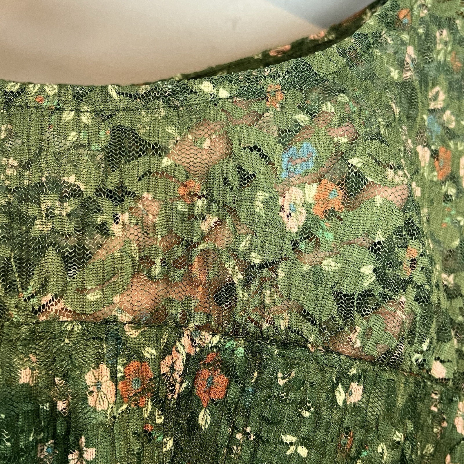 Cato Green Blouse Size XL Pleated Courtyard Garden Semi Sheer Fairycore