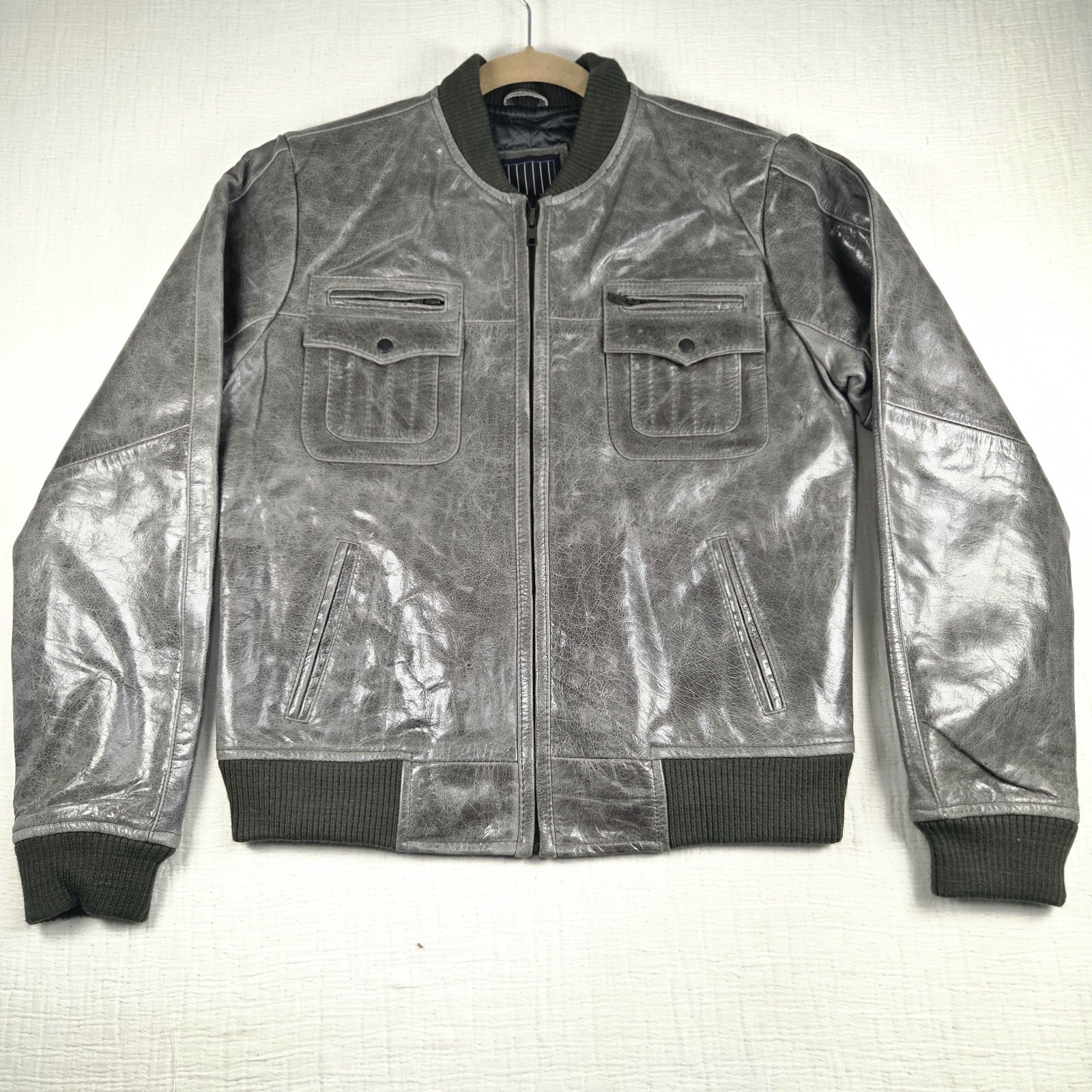 Superior New York Gray Leather Jacket
