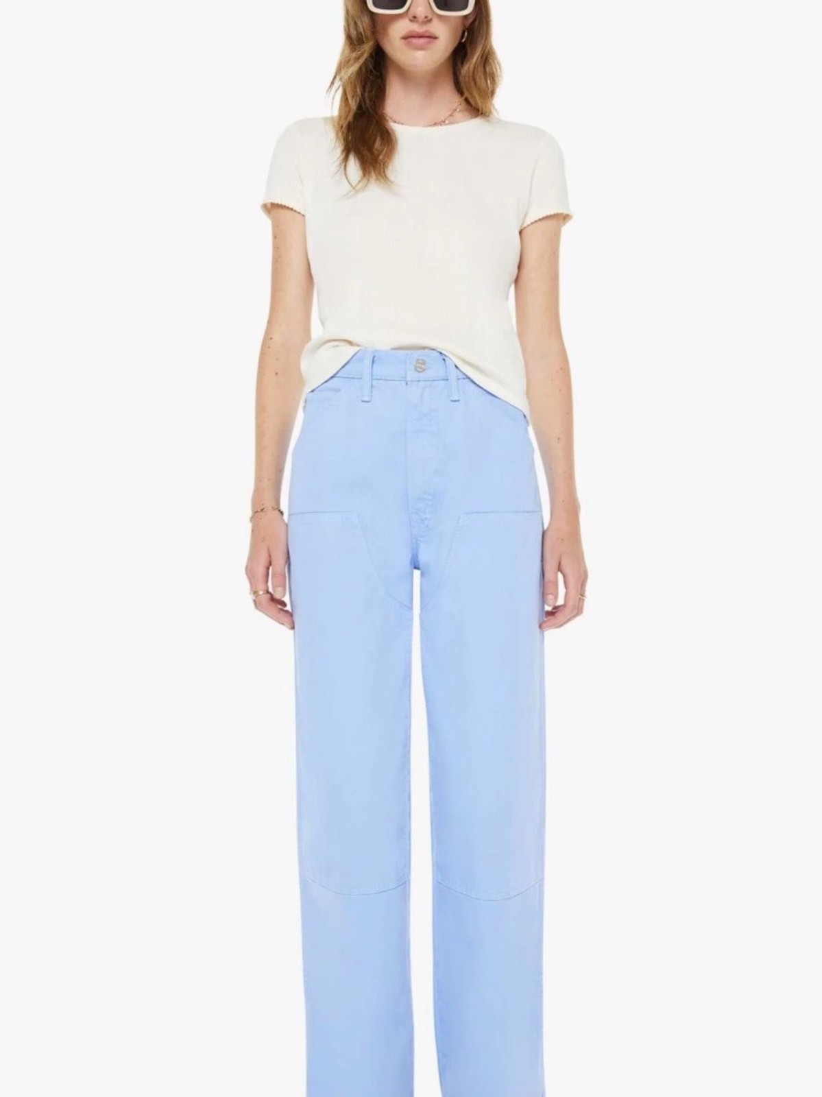 NWT MOTHER Superior The Bee’s Knees Stud Finer Sneak Vista Blue Pants 25