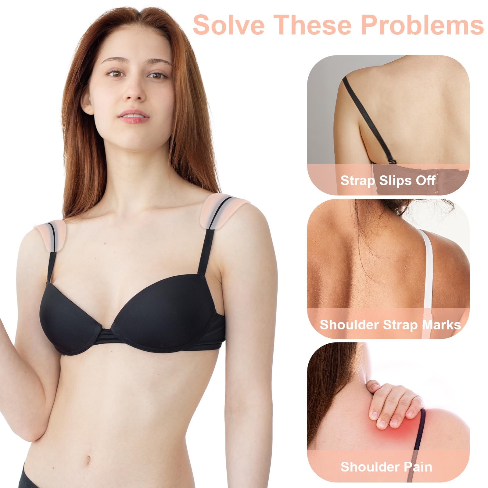 6 Pair Bra Strap Gel Pad Retainer Non-slip Soft and Easy Shoulder Protection Pad