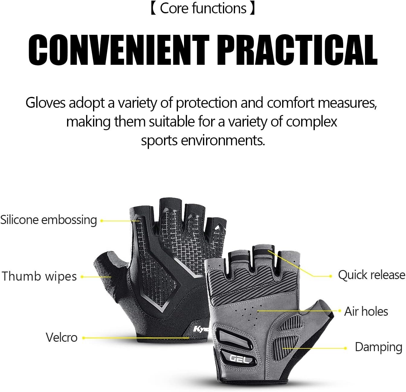 Bicycle Cycling Gloves Anti Slip Shock Gel Pad Breathable Half Finger Gym Gloves