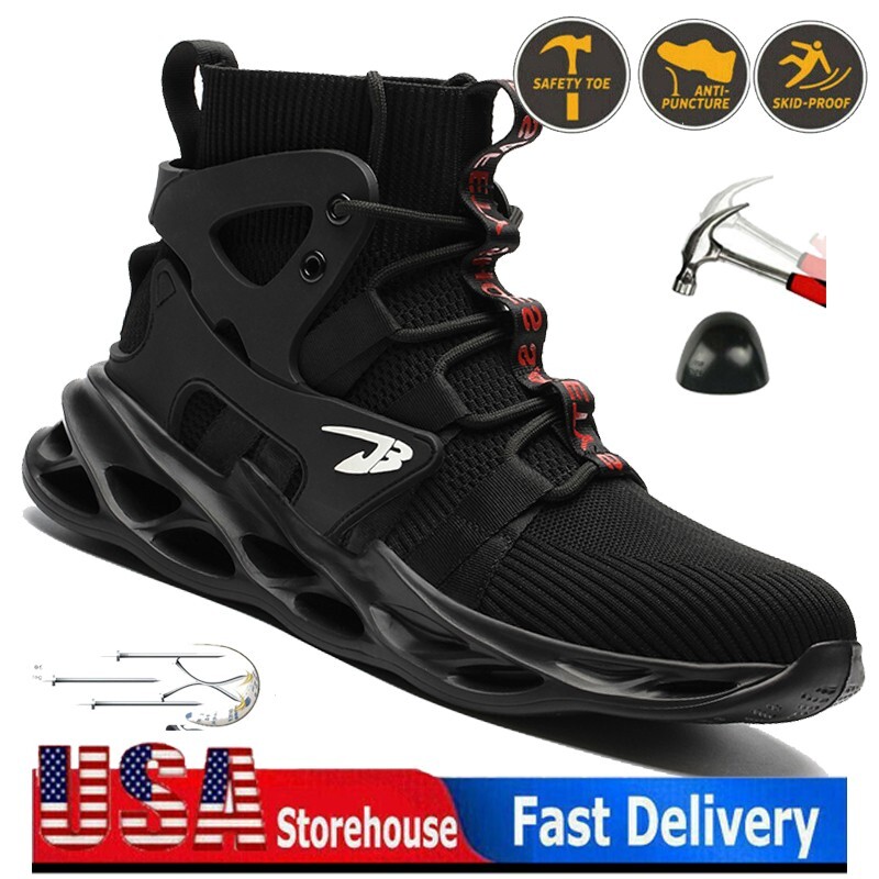 Mens Steel Toe Work Boots Indestructible Comfortable Slip Resistant Sneakers US