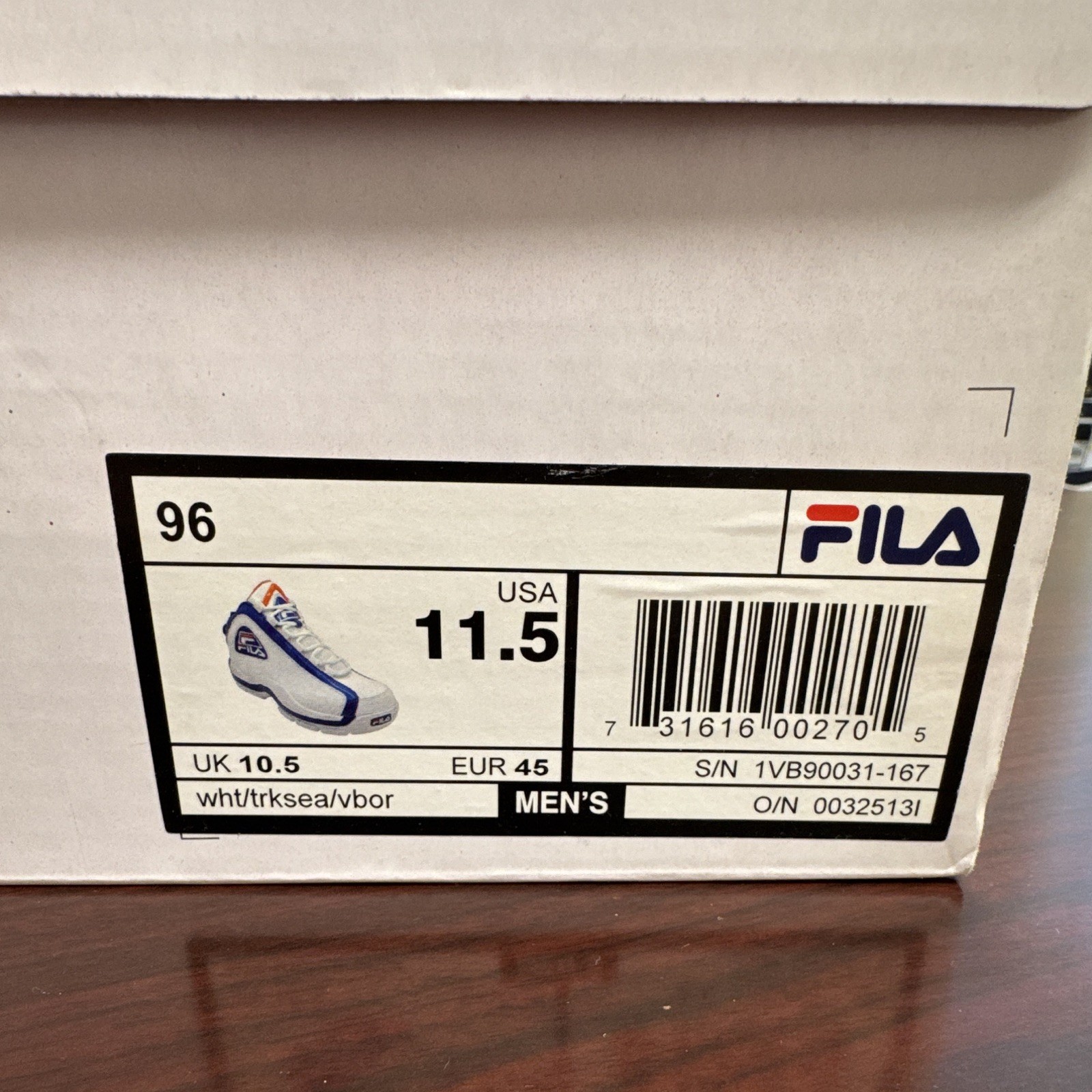 FILA 96 Men’s Low Top Sneakers White Blue Orange Leather 1VB90031-167