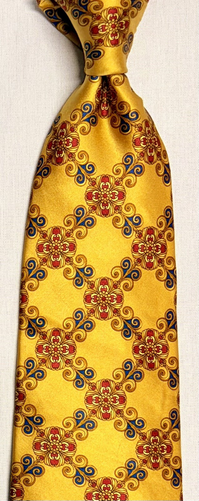 COUNTESS MARA ALL SILK USA MADE SATIN FINISH RED BLUE GOLD FLORENTINE NECKTIE