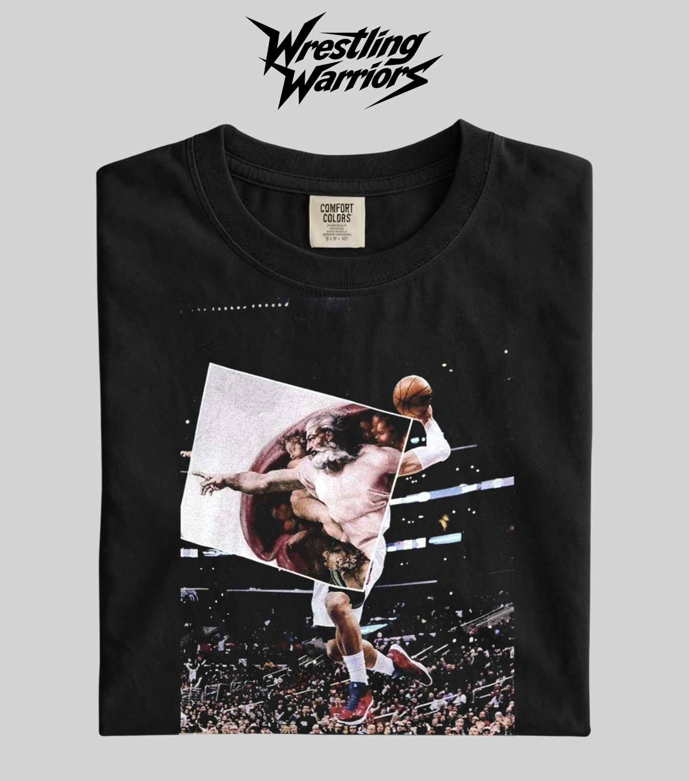 Wrestling Warriors Comfort Color Creation of Adam Basketball Mashup Graphic Tee