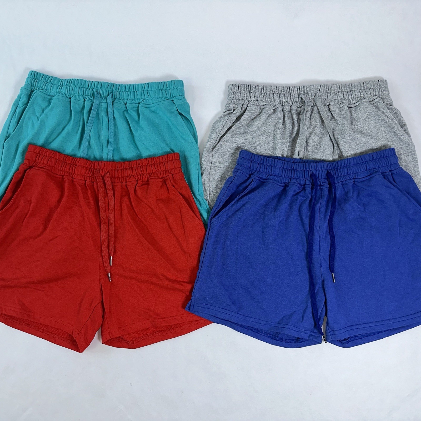 Men’s Cotton Sweat Shorts Lot of 4 Solid Drawstring Elastic Waist Pockets L