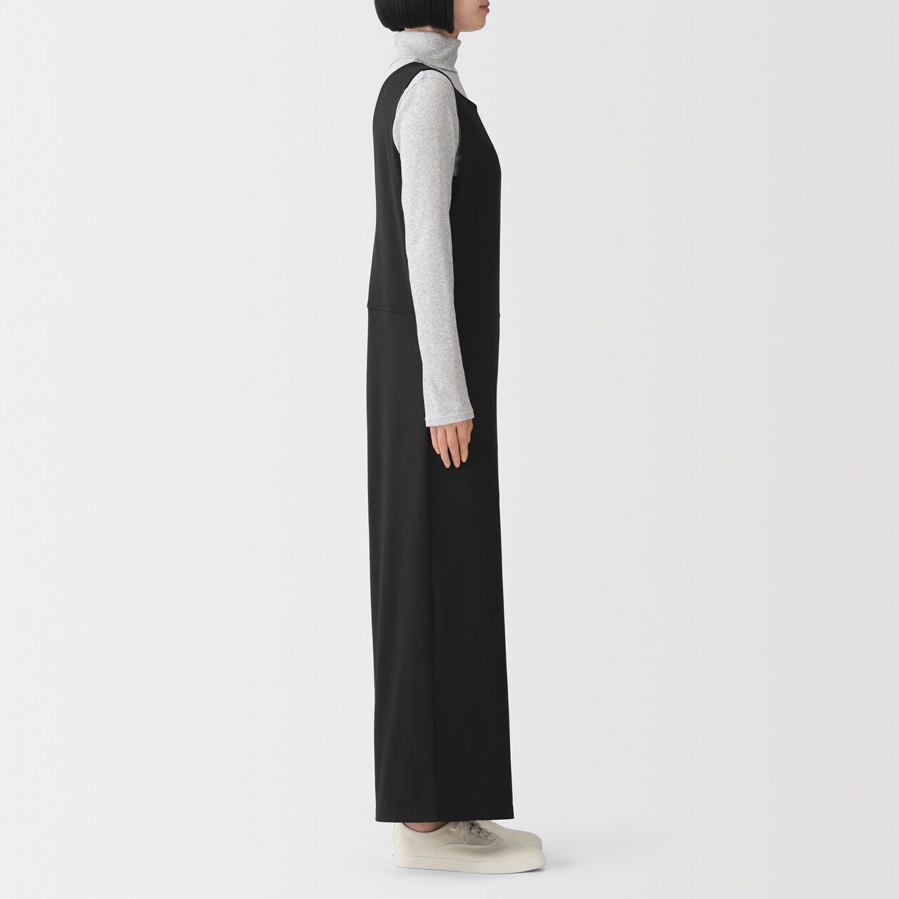 MUJI Womens Smooth Ponte Jumpsuit Charcoal Gray FedEx