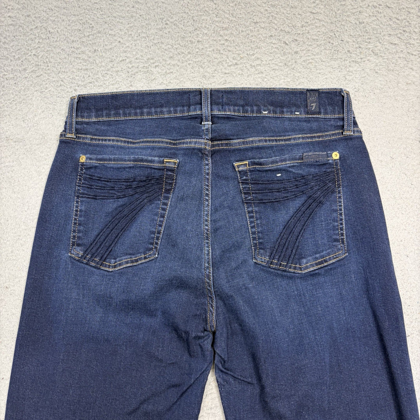 7 For All Mankind Dojo Jeans Womens 29 Blue Flare Mid Rise Dark Wash Denim Pants