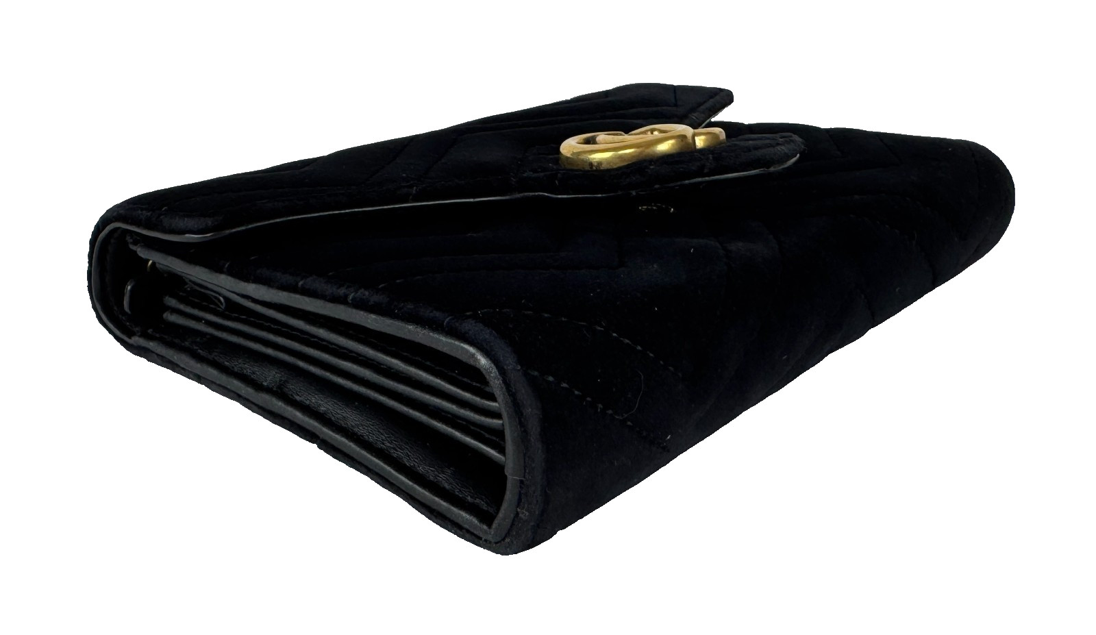 Gucci Auth Black Velvet Leather GG Marmont Mini Chain Strap Bag Wallet Crossbody