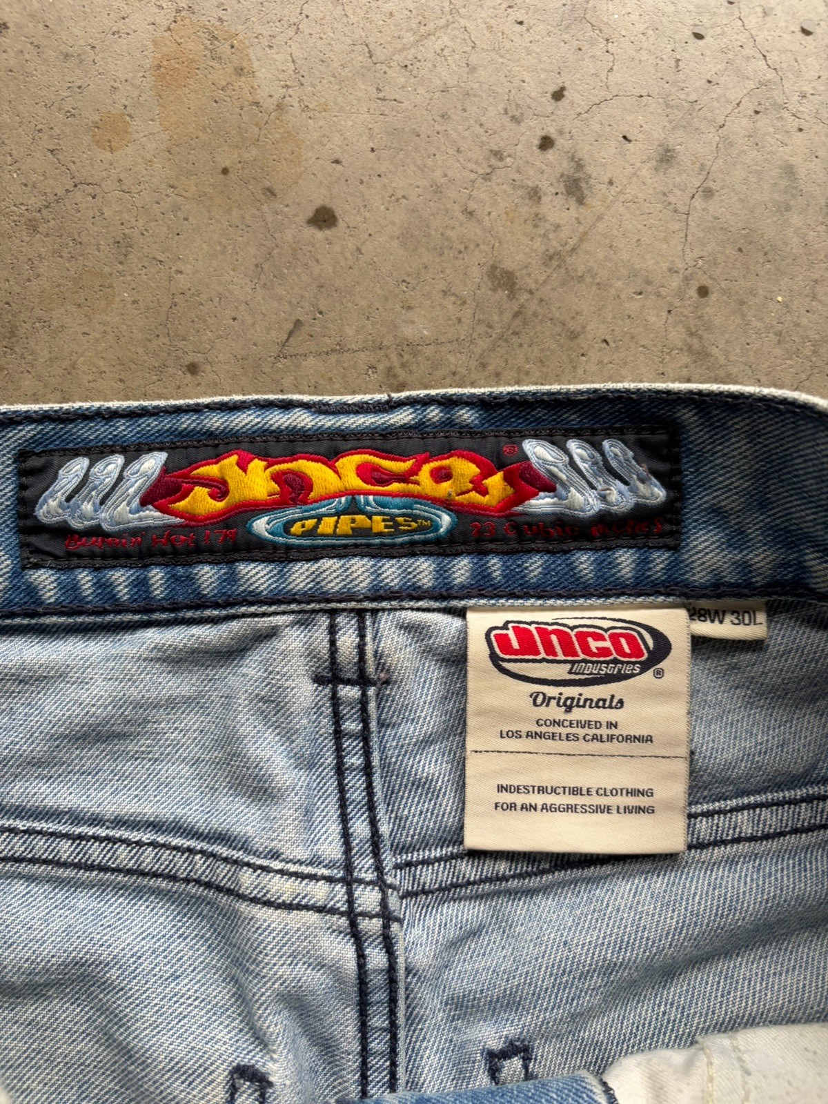 JNCO Pipes Jeans 29×30 Blue Denim Pants Wide Leg Baggy Light Wash