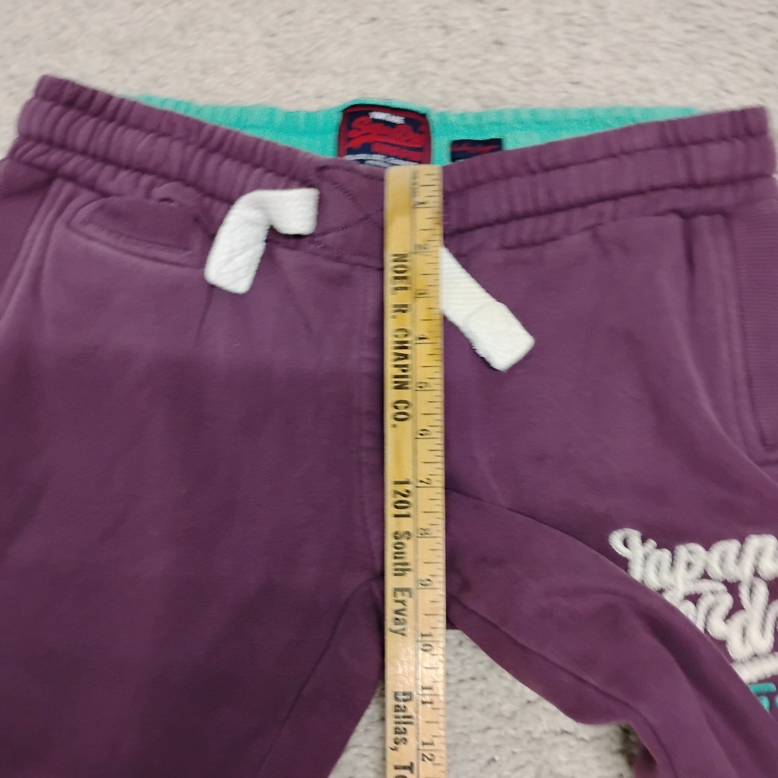 Superdry Sweatpants Mens Large Purple Joggers Tokyo Japan Embroidered Y2K Logo