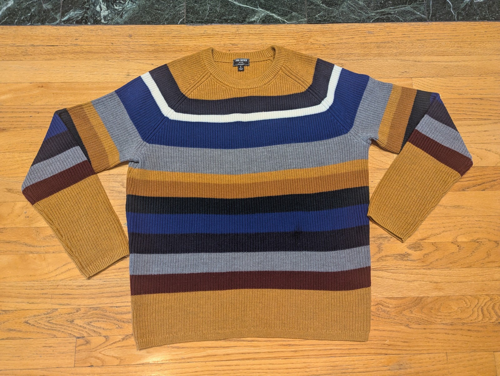 Todd Snyder Large (L) Multicolor Striped Knit Italian Merino Wool Sweater