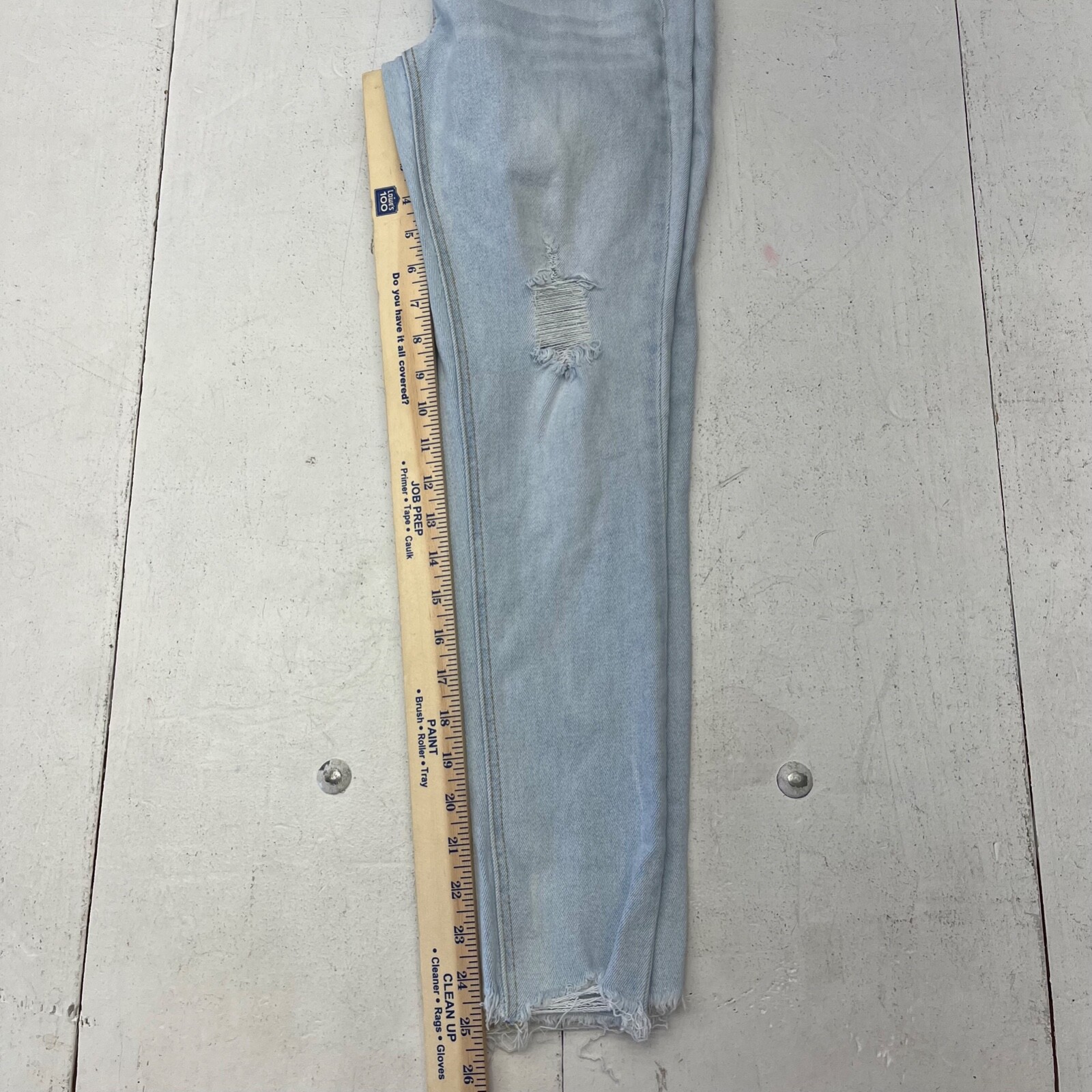 Blue Savvy Light Blue Denim Skinny Maternity Jeans Distressed Raw Hem Womens L