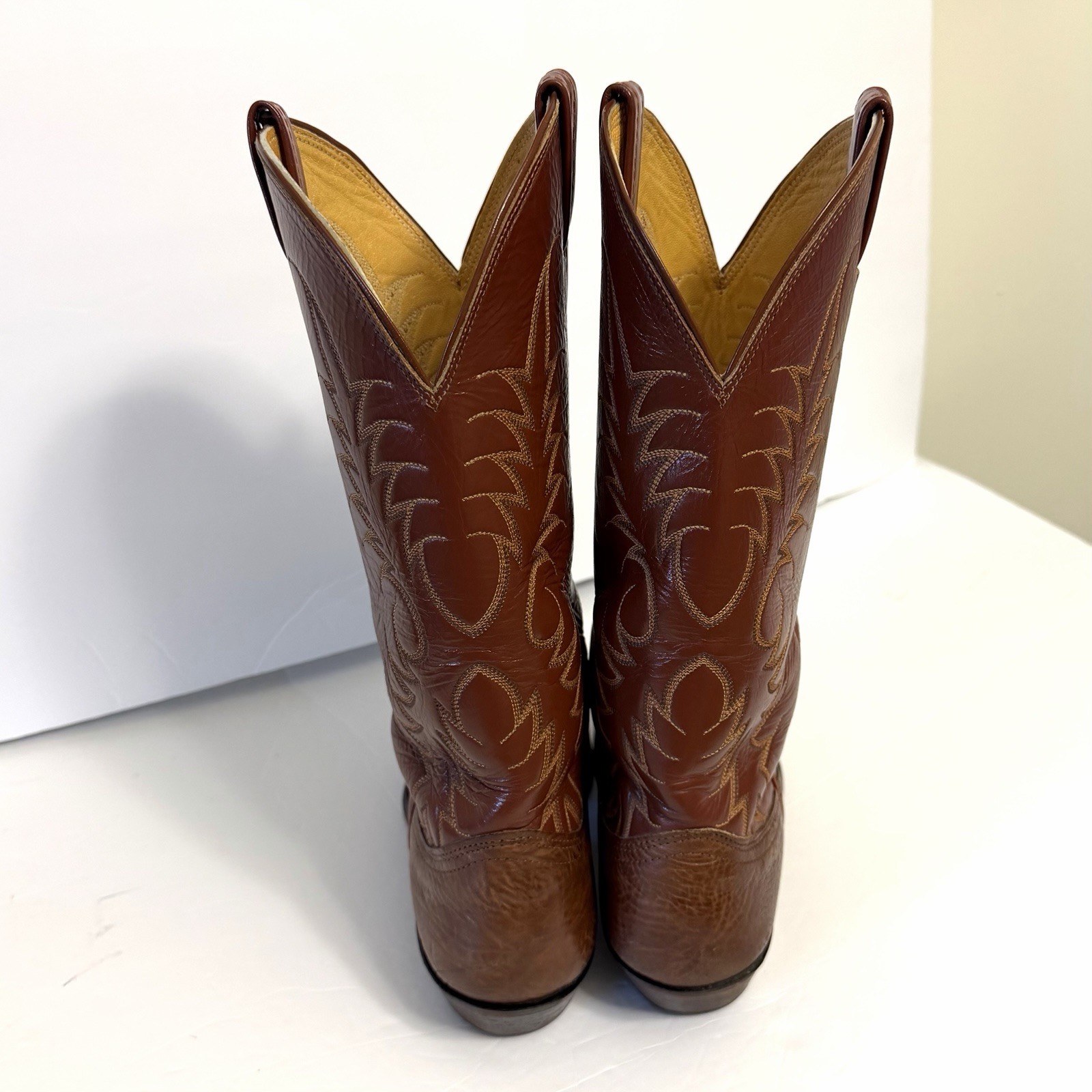 Vtg Nocona Bullhide Leather Cowboy Boots Mens Size 8D Brown Texas Western Boots