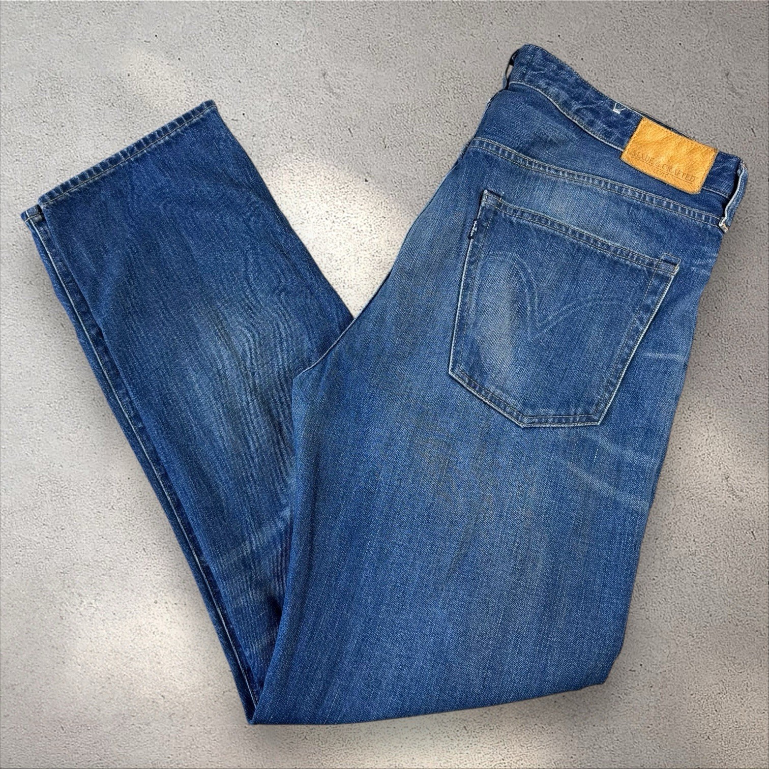 Levi’s Made & Crafted Shuttle Straight 38×33 Dark Wash Whisker Denim Jeans