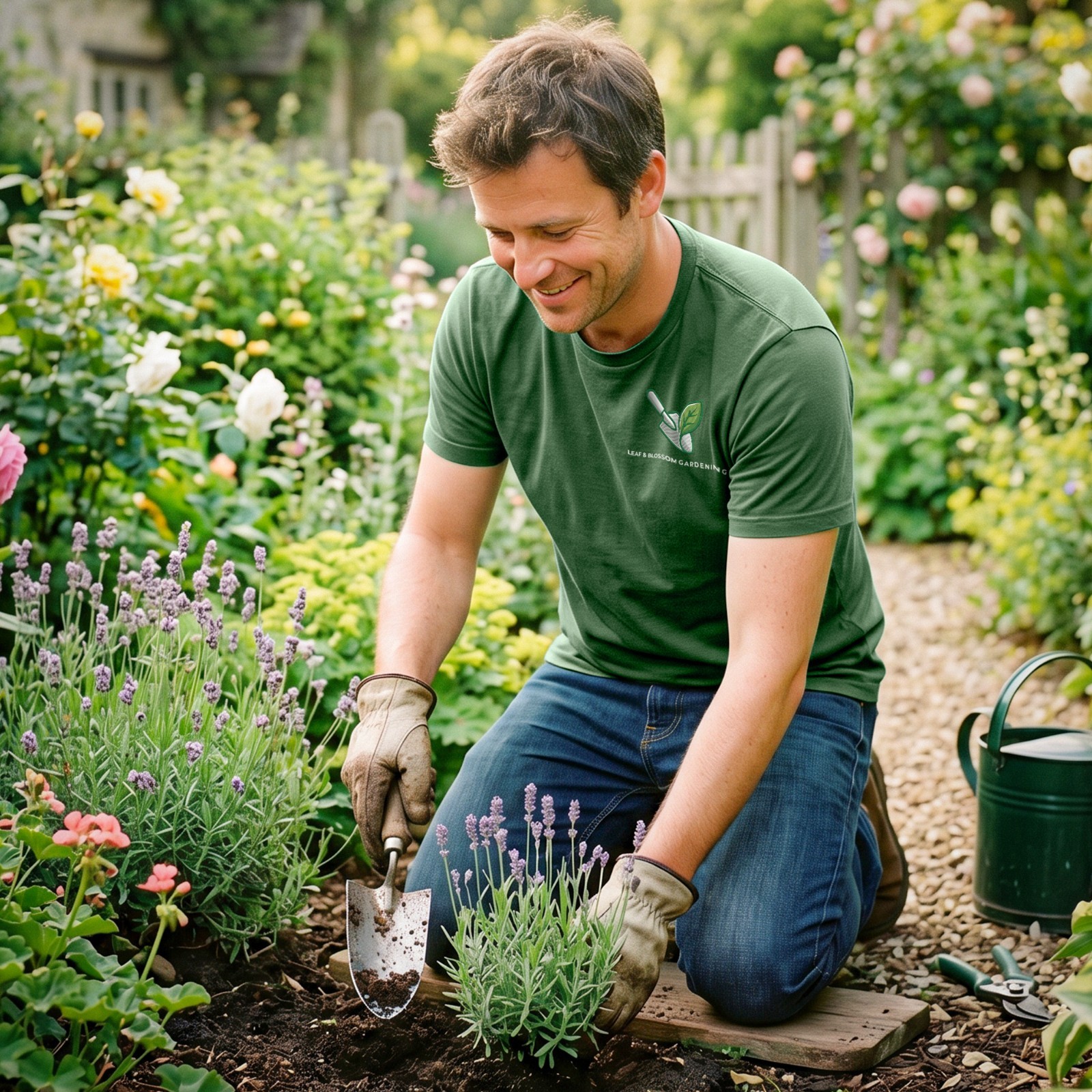 Personalised Gardening Service T-shirt | Custom Embroidered Staff Gardener Tee