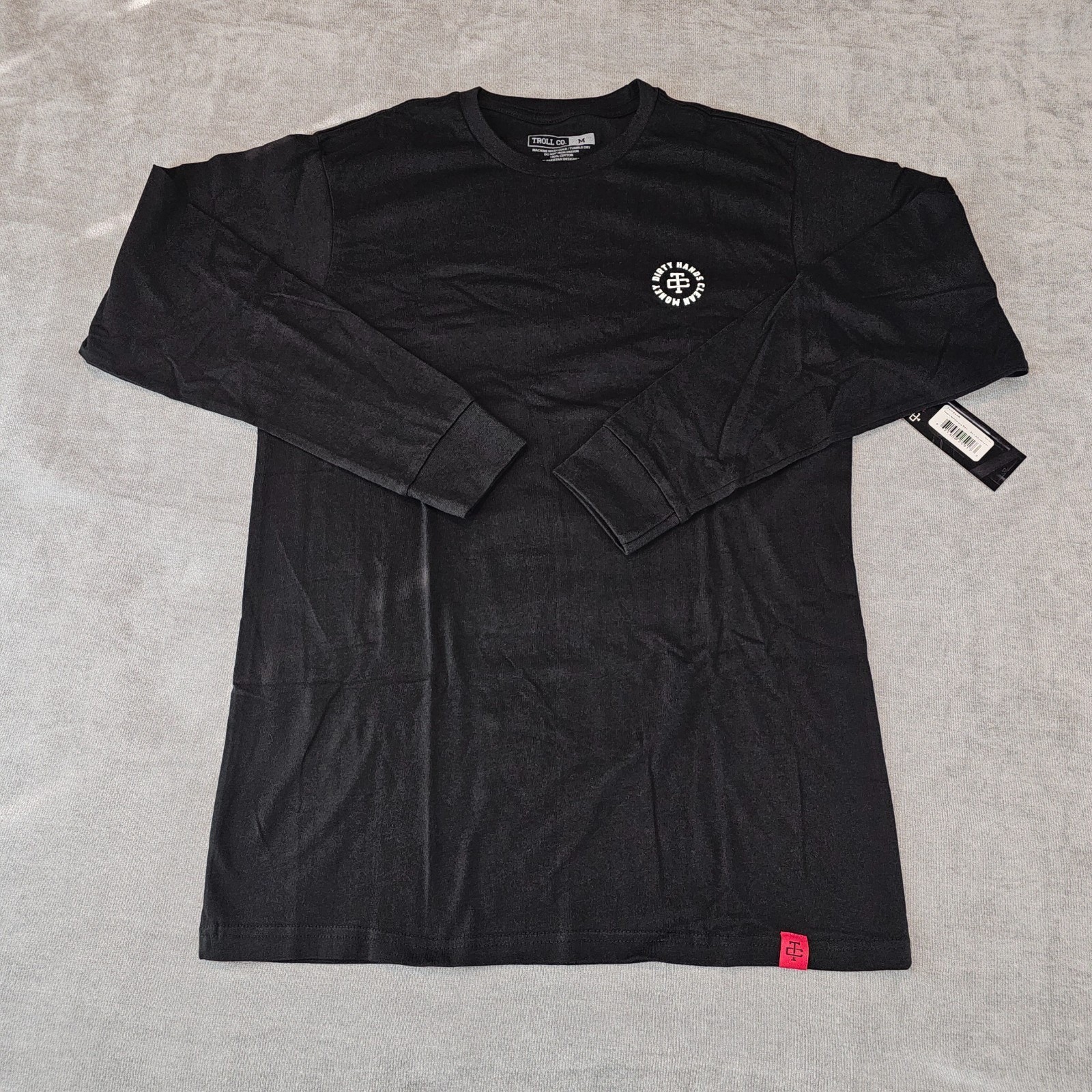 TROLL CO Dirty Hands Clean Money Twisted Wrenches Mens Black Long Sleeve Medium