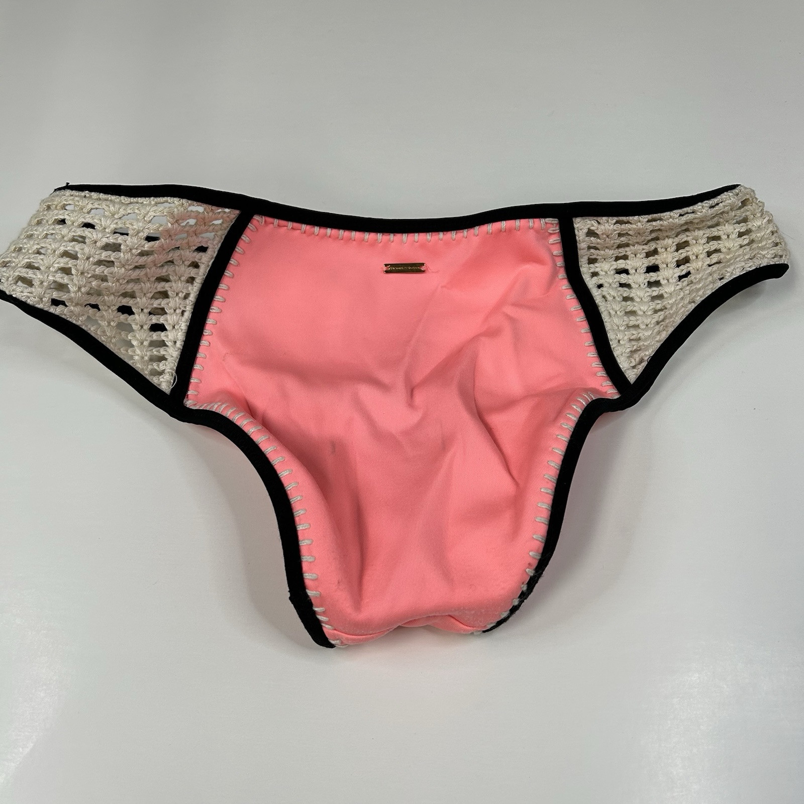 Y2K Victorias Secret Size Medium Classic Hipster Bikini Bottoms Pink Black #3727