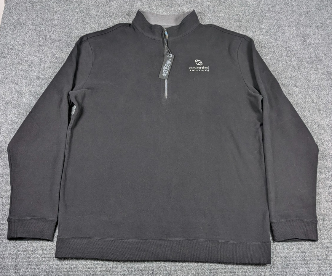 Straight Down Burnside Half Zip Sweater Mens 2XL Black Golf w/Logo NWT