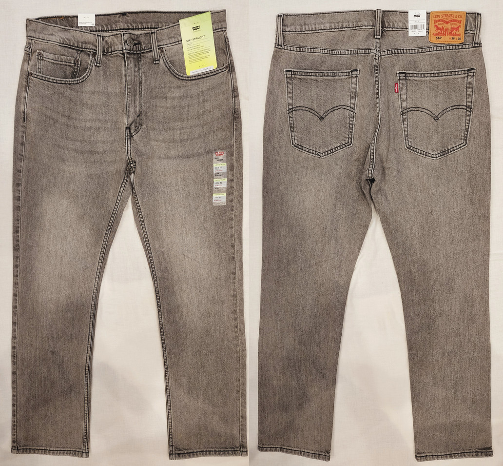 Levi’s 514 Flex Mens Straight Stretch Jeans Light Grey #1564 Sizes: 33,34,36,38
