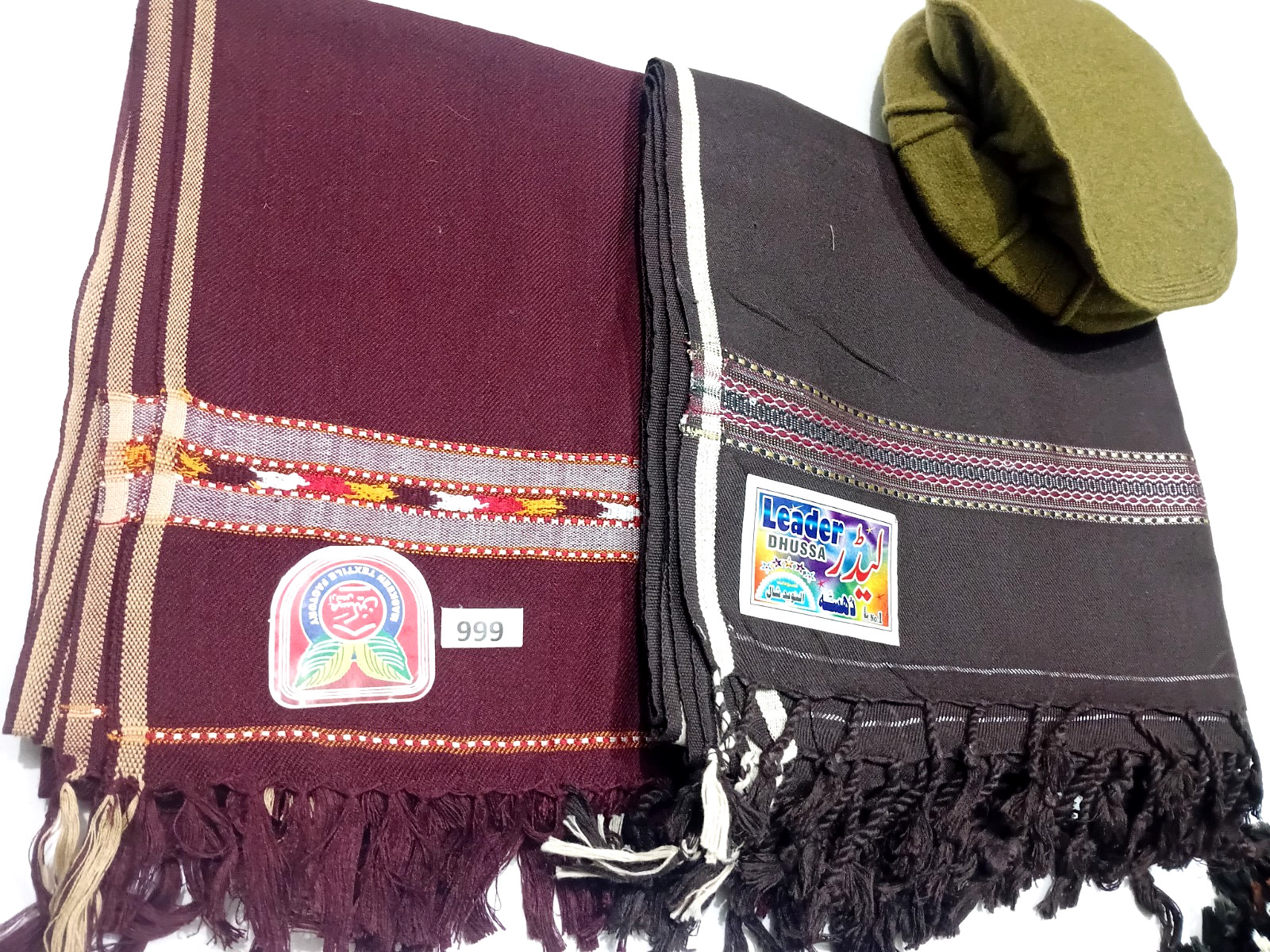 Afghan Pakol Cap + 2 Premium Wool Shawls Handmade Tribal Offer Warm Handmade