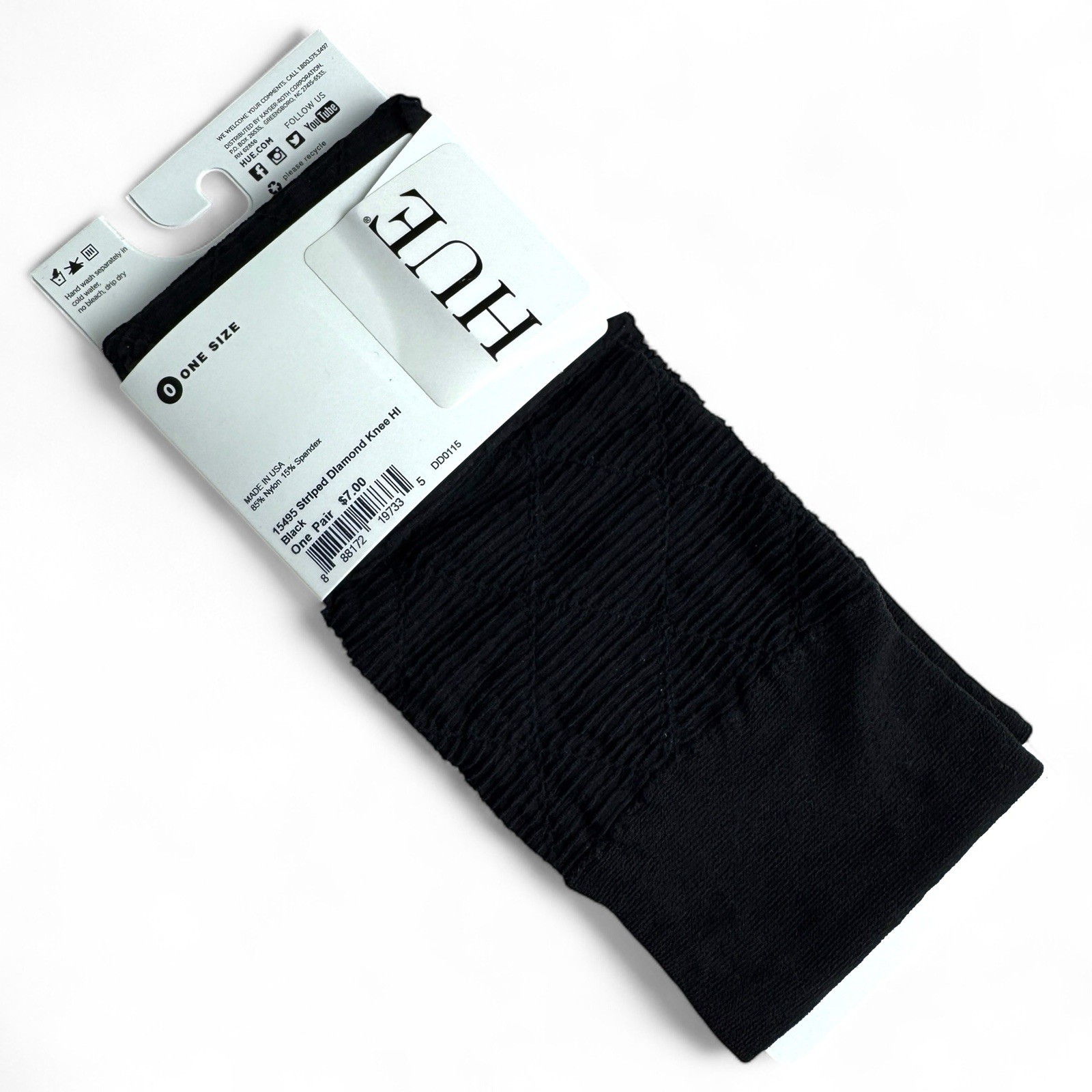 HUE Striped Diamond Pattern Knee Highs Womens One Size Fits Most