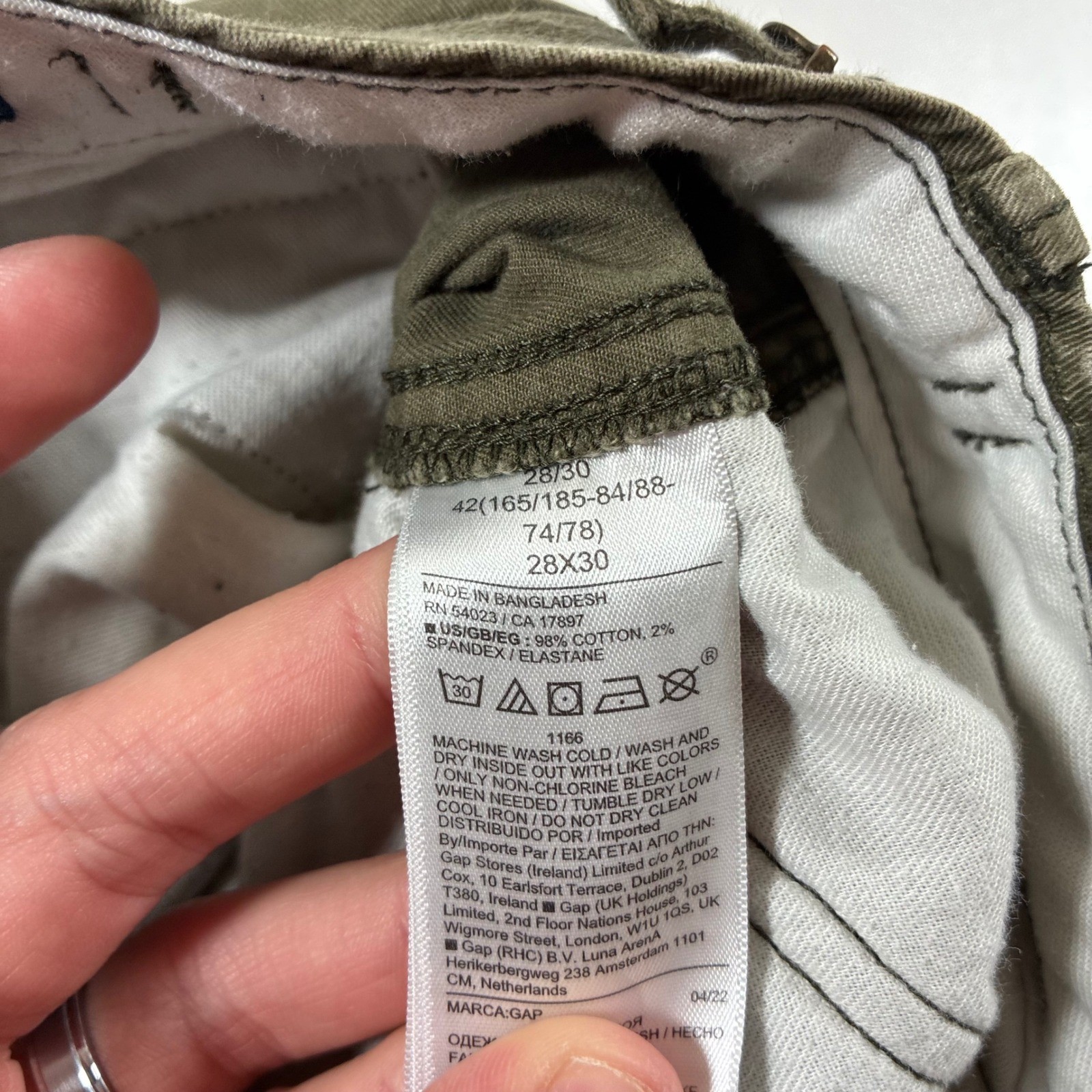 Gap Cargo Pants 29×28 Green Relaxed Military Army Flap Pockets (Tag 28×30)