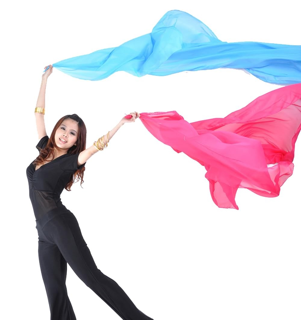 SHOWYOU 250x120cm 9 Colors 100% Chiffon Belly Dance Scarf Throwing Yarn Prop …