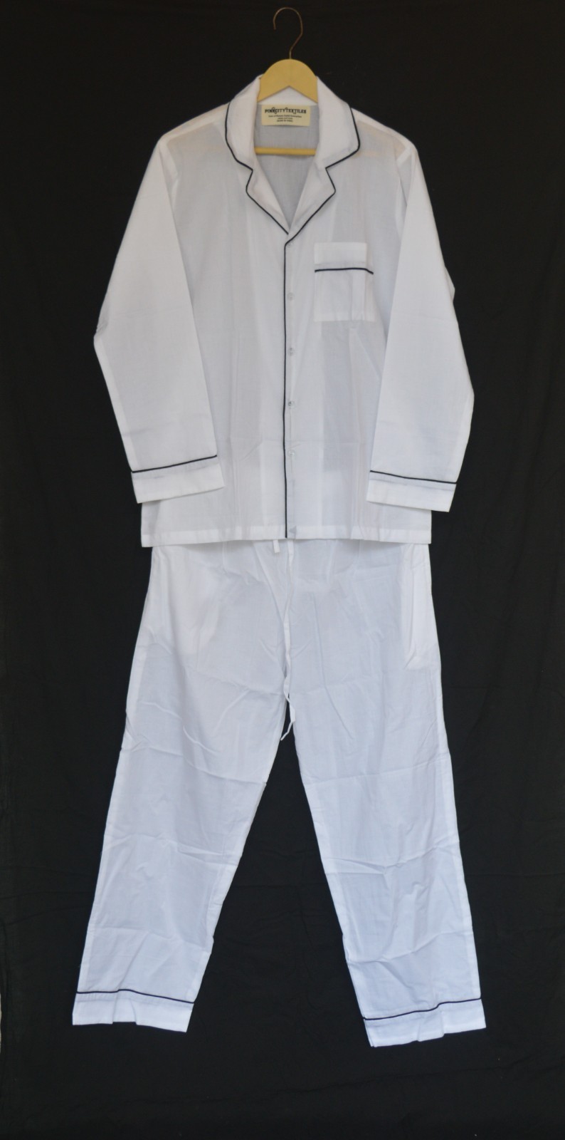Size Medium White Plain 100%Cotton Unisex Pajama Set TARRIF FREE✅0%CHARGE PJ-40*