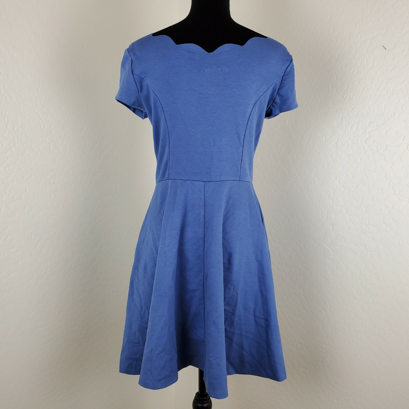Love…Ady Womens Cap Sleeve Scallop Trim Fit & Flare Dress Choose Size M, L