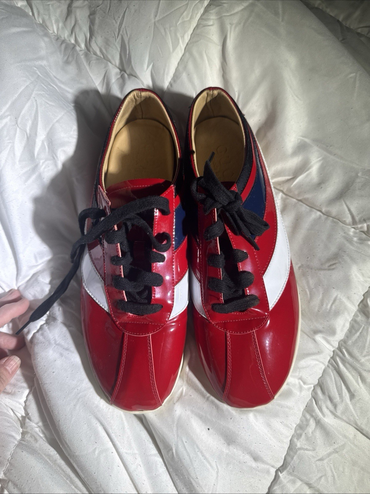Gucci Falacer Hebron Web Patent Leather. U.S Size 7 men 8 women EU 41 Red Multi