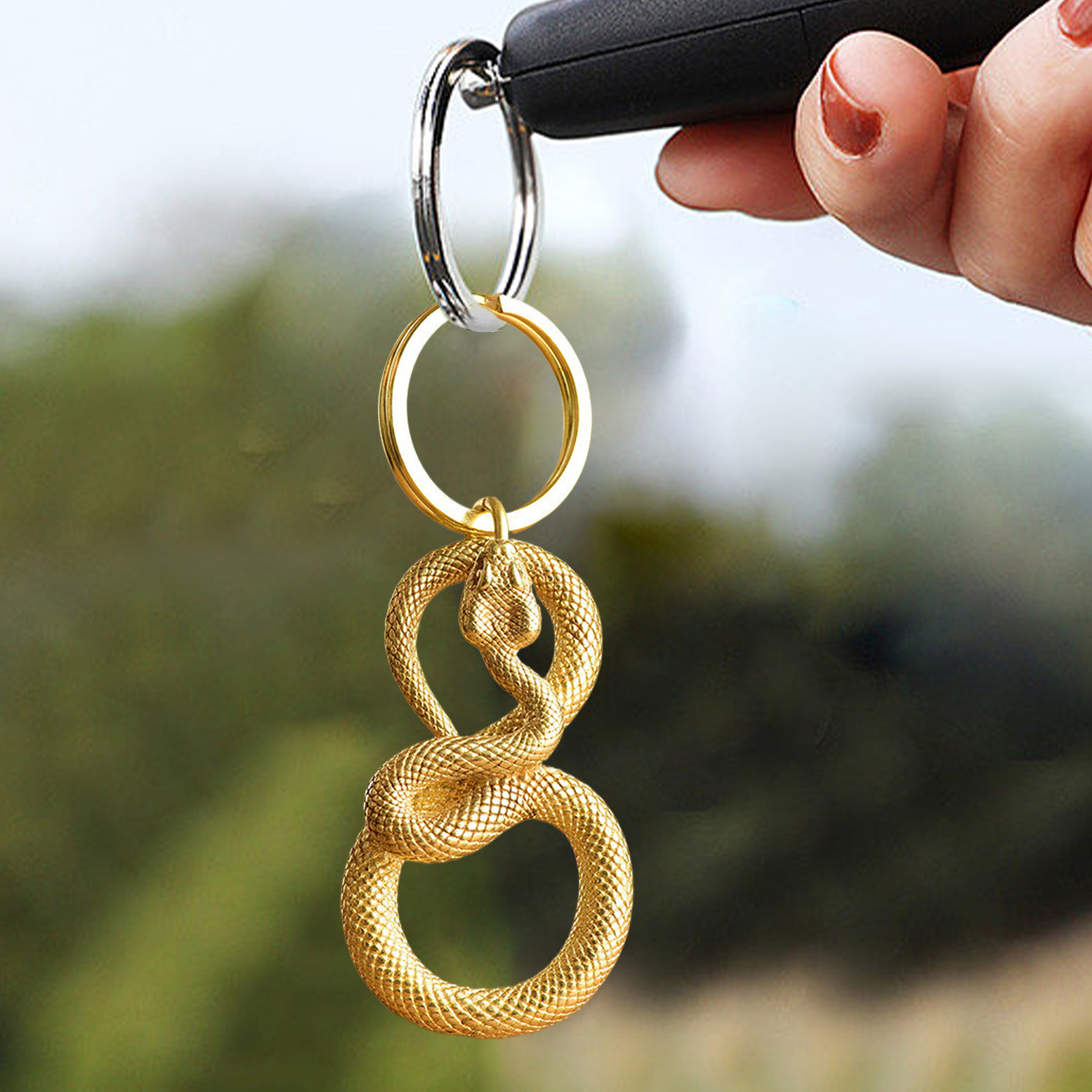 Brass Animal Snake Ornament Key Ring 2025 Chinese Snake Year Hangable Ornament