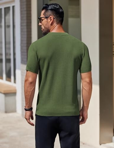 Coofandy Men’s Knit T-Shirts Short Mens TShirts Sleeve Crewneck Shirt Casual