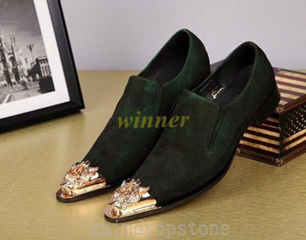 Hot Men’s Dress Formal Shoes Pull on Suede pink Breathable Metal decor Nightclub