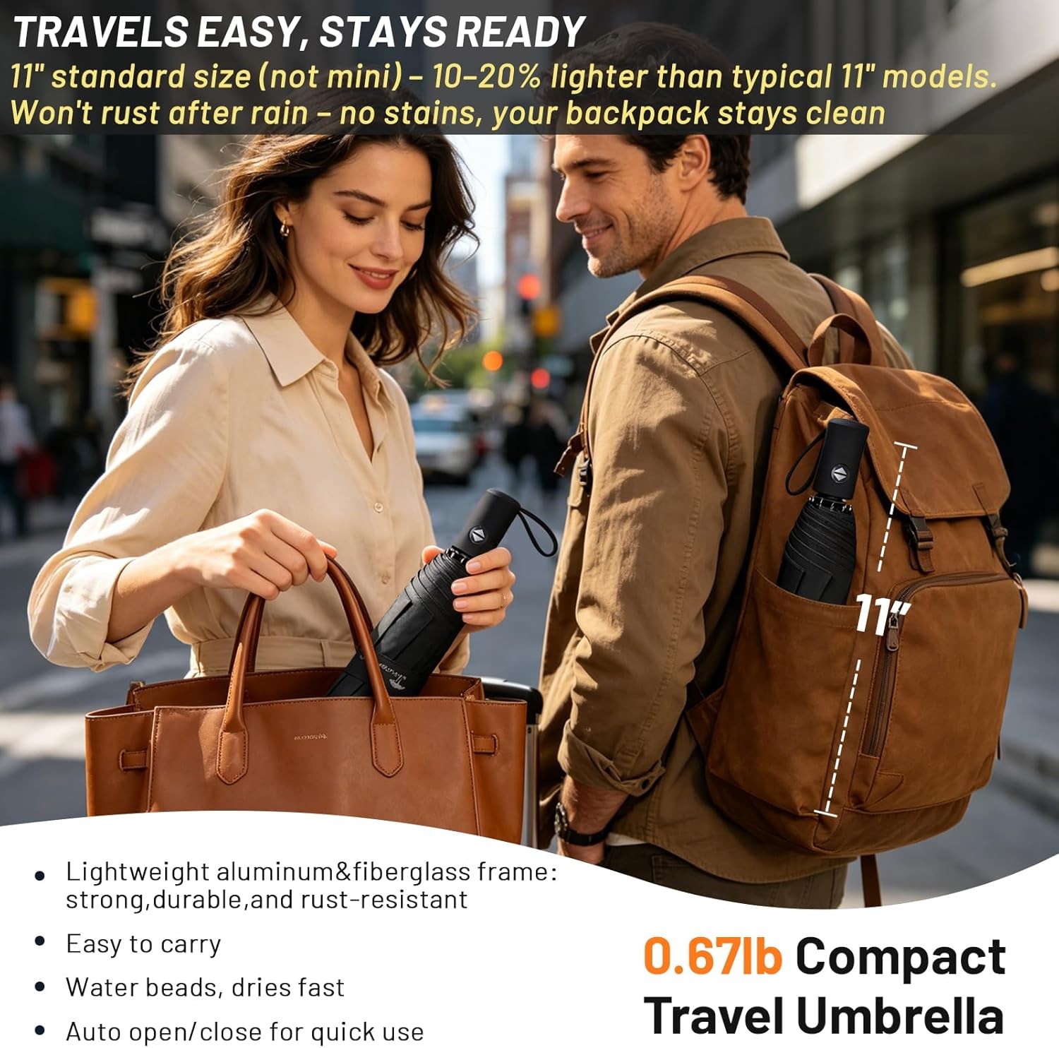SY COMPACT Travel Umbrella – Windproof Automatic Compact Umbrella for Rain