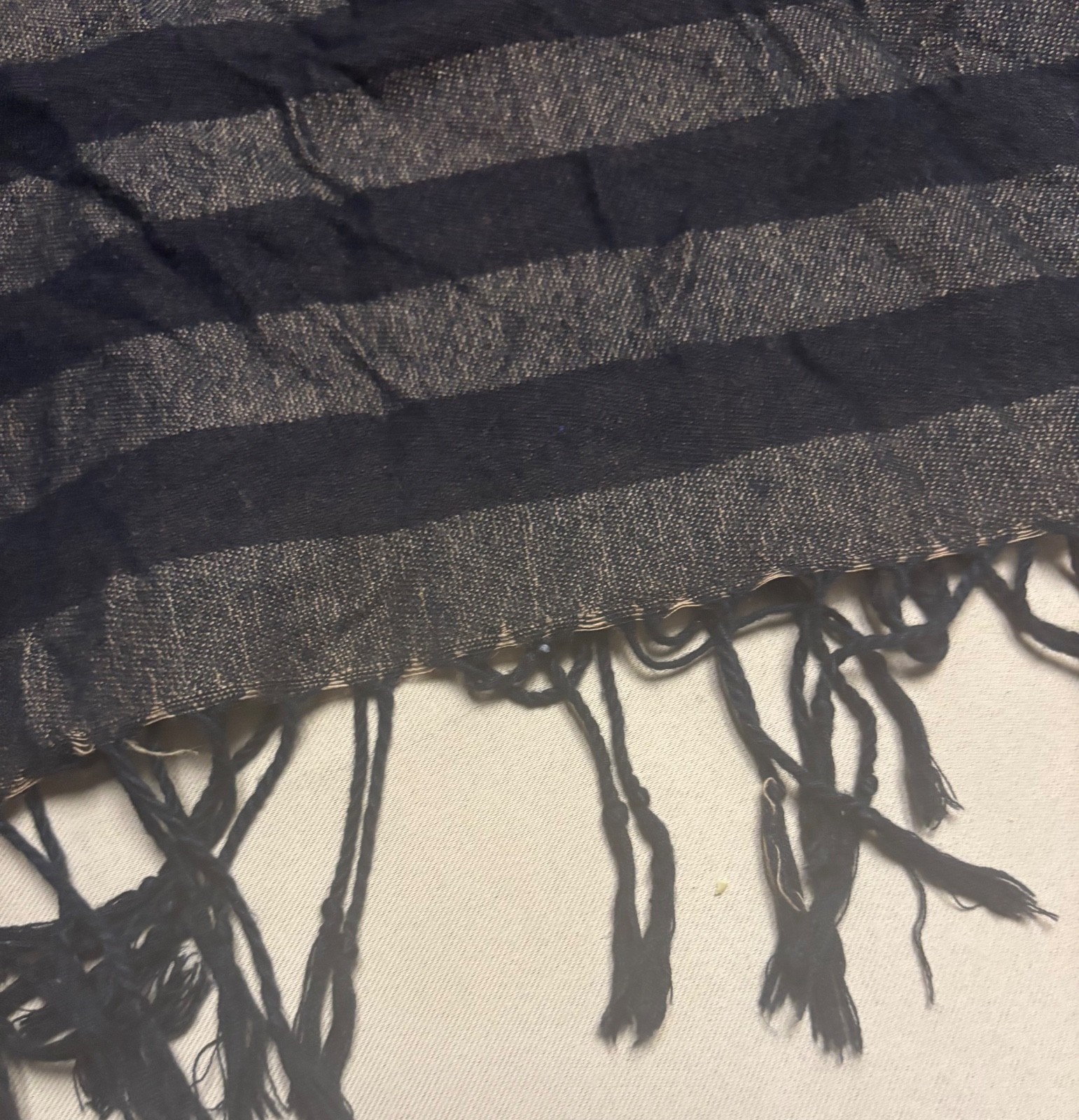 Women’s 100% Pashmina Shawl Wrap Scarf Brown Blue Pink Striped Tassel Sz 72×26”