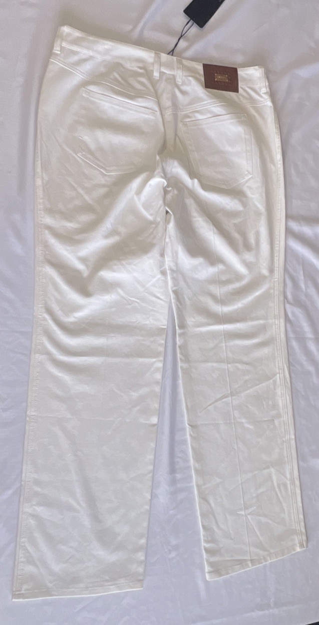 ESCADA Lime White Trousers Pants Sz 44 US 14 NWOT Luxury Gold Button Bold Modern