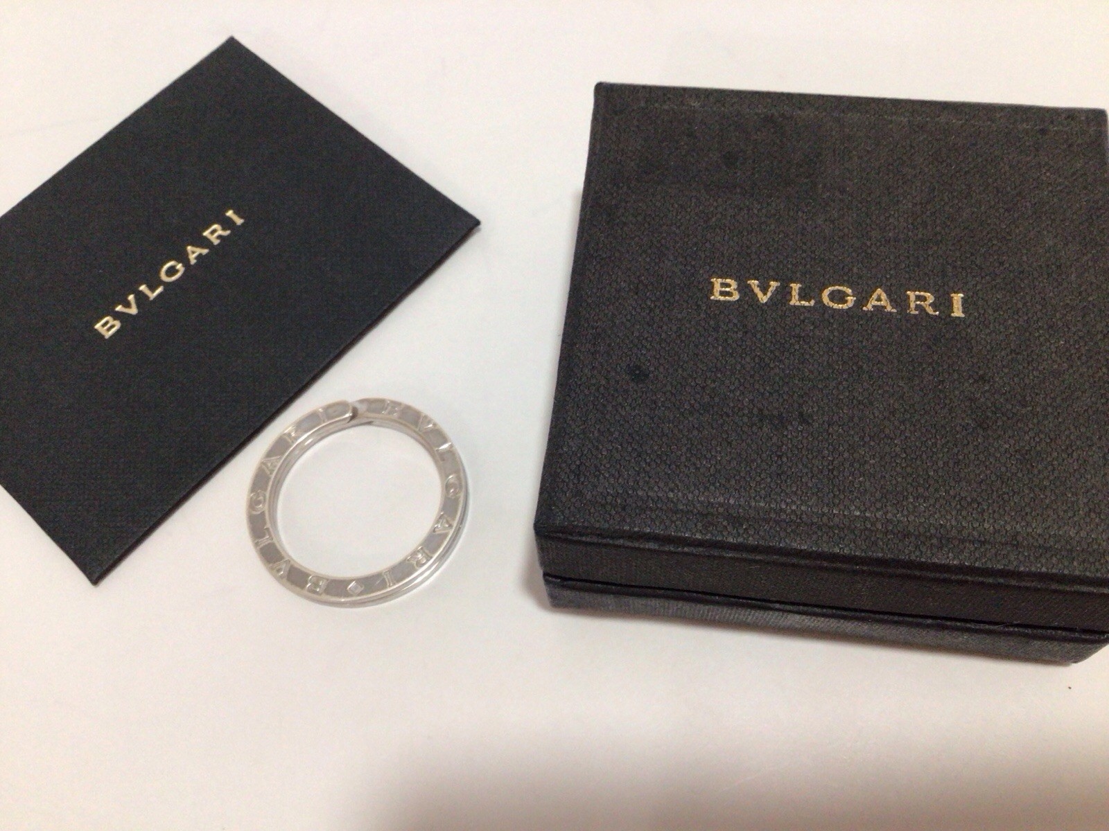 BVLGARI .925 STERLING SILVER KEY CHAIN / KEY FOB RING / BOX