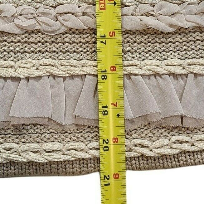 Chicos Womens Loose Weave Sweater Cardigan Crochet Ruffle Braid Size XS 00