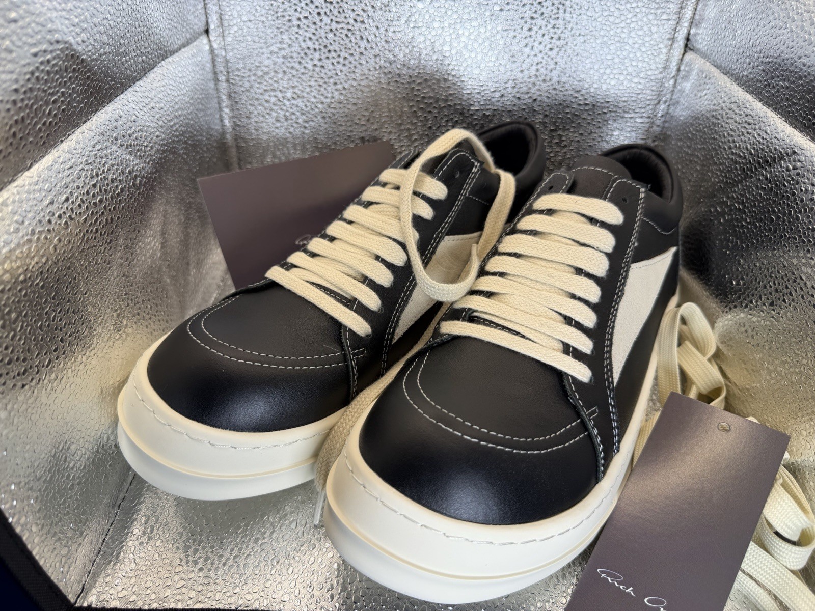 Rick Owens Men’s Black/White Suede Lace-Up Sneakers EU 43 US 9.5