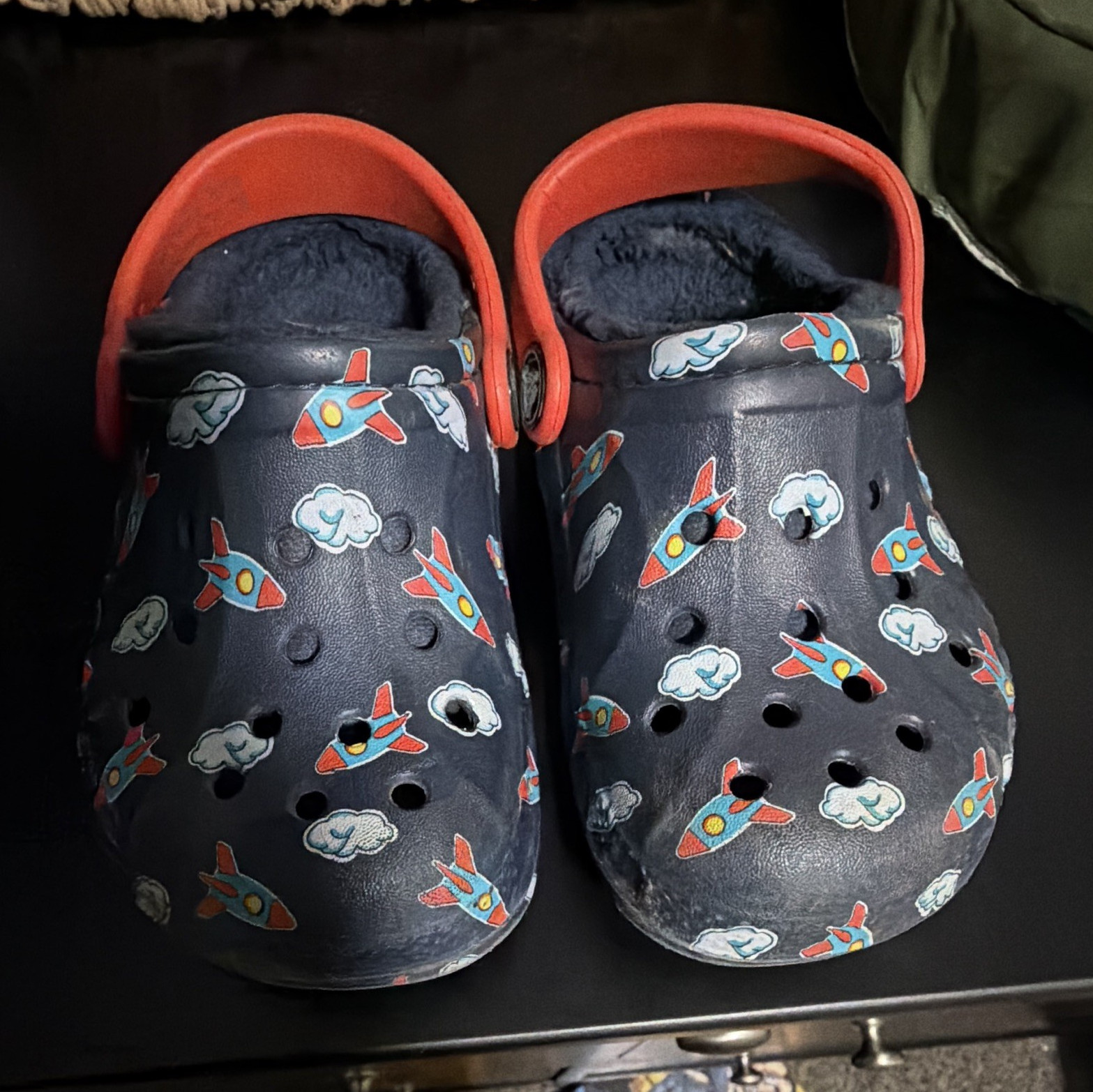 Crocs Kids Classic Clog Rocket Space Print Blue/Orange Multicolor US 8