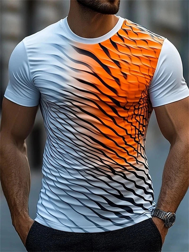 Funny Optical Illusion Graphic T Shirt For Men 3D Printed Art Abstract.