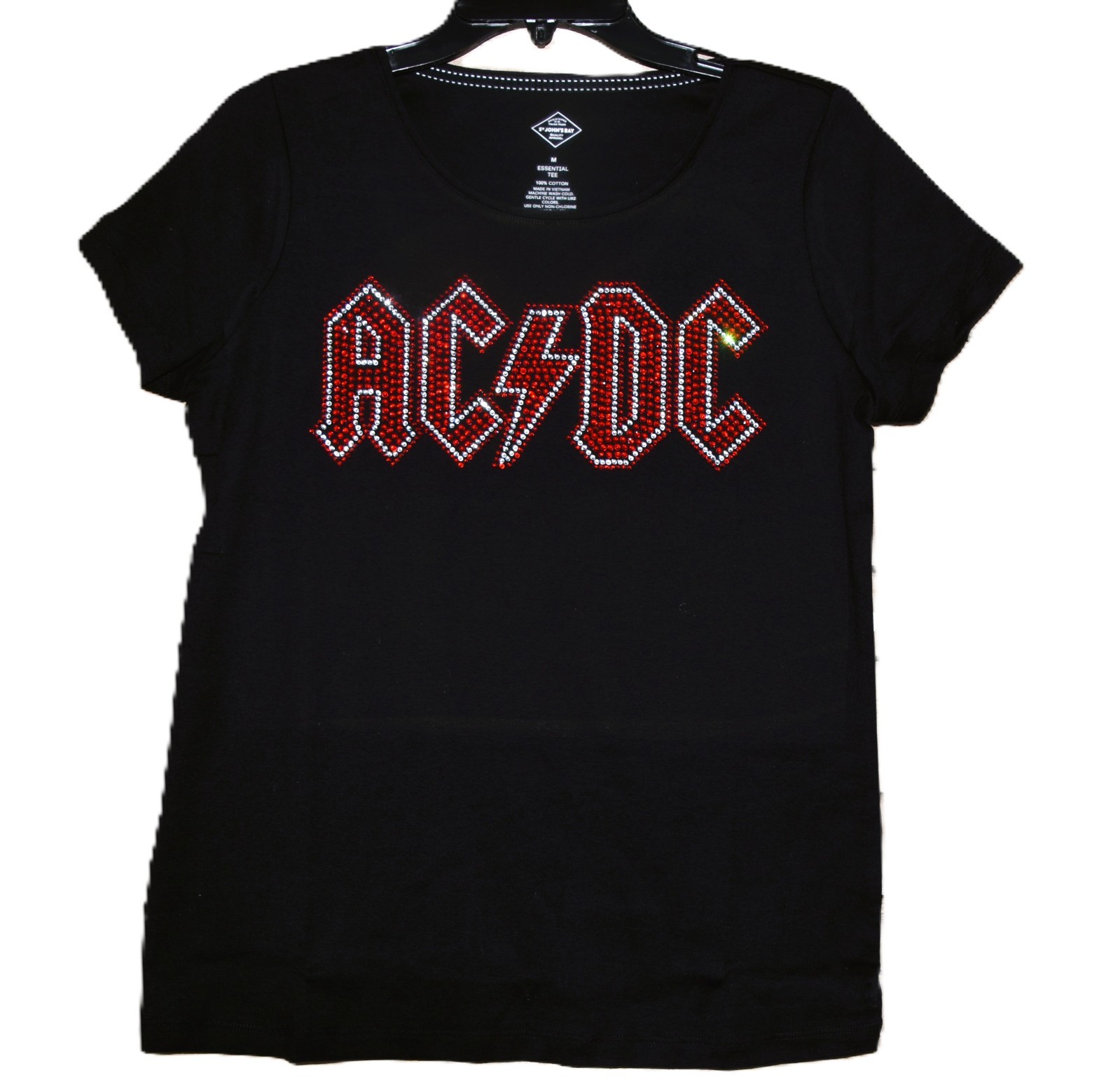AC/DC rhinestone bling shirt or tank XS S M L XL XXL 1X 2X 3X 4X 5X red clear