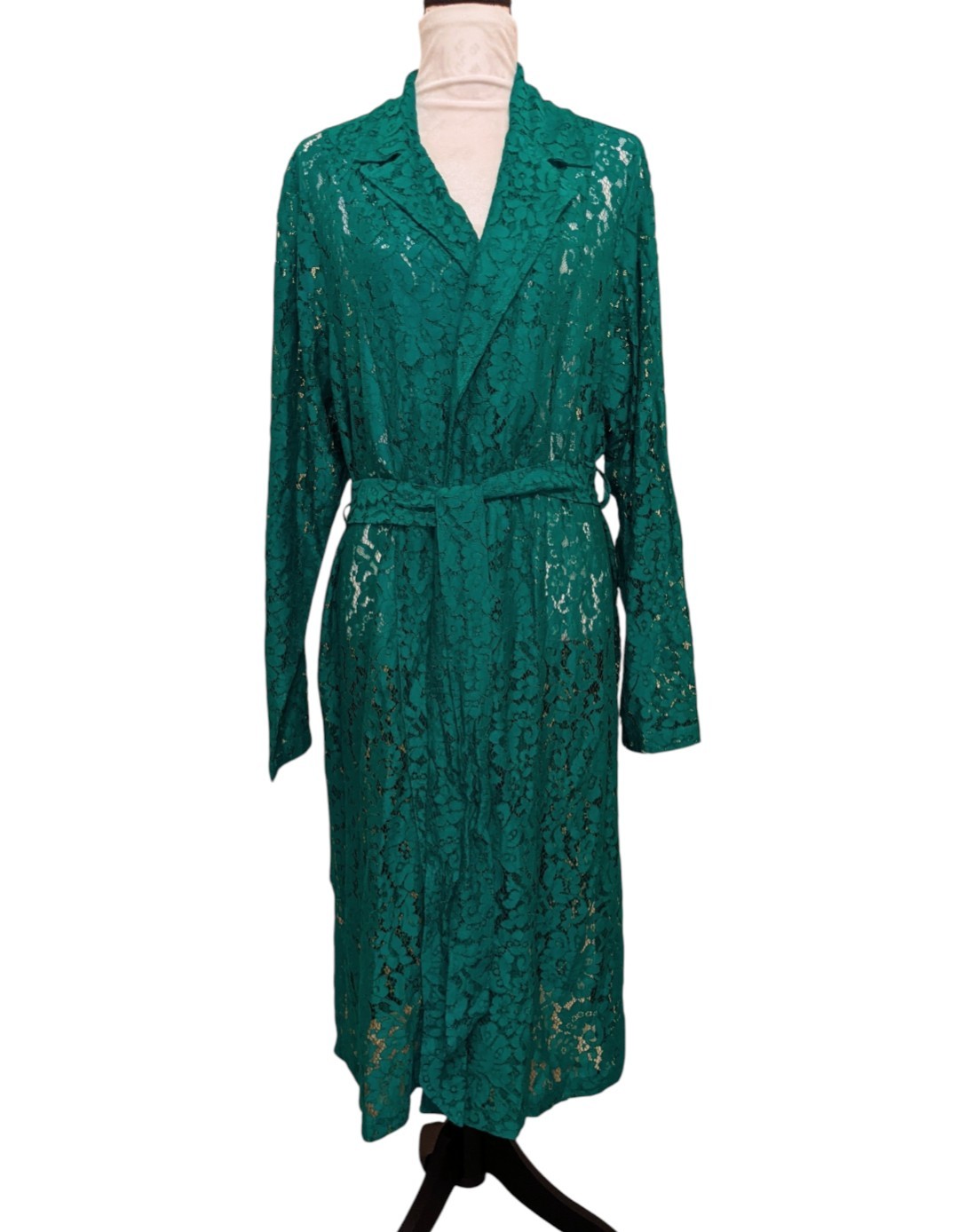Torrid Kelly Green Lace Trench Duster Jacket 3x