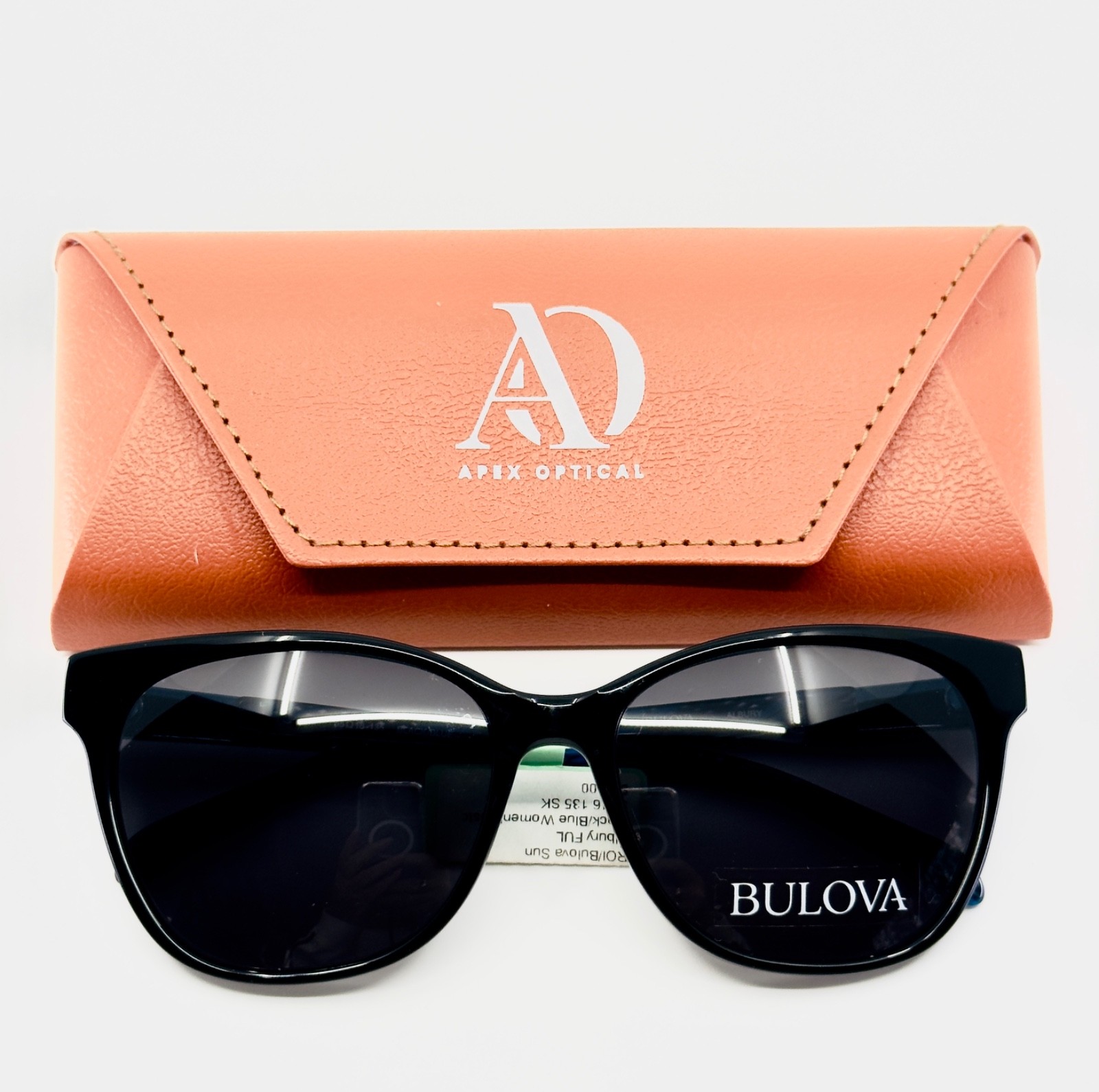 BULOVA ALBURY BLACK/BLUE Womens Semi Cat Eye Full Rim Sunglasses 55-16-135 B:45