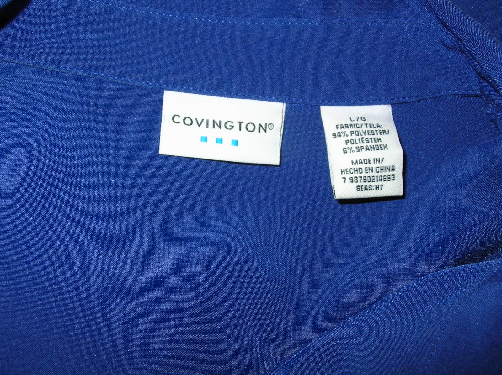 Covington Women’s Navy Shirt Top Blouse Size Large 94% Polyester Button J